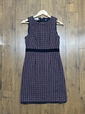Hobbs Dress Pink Green Check Tweed Wool by Moon Shift Pinafore Women’s UK10 C16