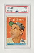 PSA GRADED 3 VG VINTAGE 1958 Topps #370 Yogi Berra HOF NEW YORK YANKEES BASEBALL