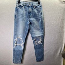 American Eagle Distressed Mom Jeans Womens 00 Blue Denim 100 Cotton 2671
