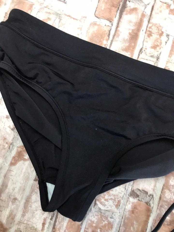 NIKE TALLA 10 PARTE INFERIOR DE BIKINI CON CORDONES NEGRO Y VERDE ATLÉTICO PLAYA RUNN Foto 2 de 4