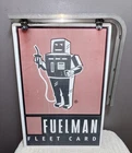 Vintage Fuelman Fleet Double Sided Metal Gas Station Sign & Hanging Bracket