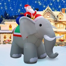 12FT Christmas Inflatables Santa Ride Huge Elephant Decoration Inflatable El