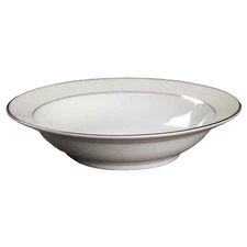 Wyndham Soup Bowl Bridal Lace 8.5" Pasta Cereal Ice Cream White Silver Trim Vtg
