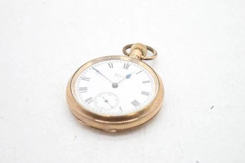 F American Waltham Open Face Top Wind Running Pocket Watch Gold Plated 7 Jewels