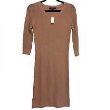 NWT Ann Taylor 100% Cotton Midi Sweater Dress in Tan - Size XXS