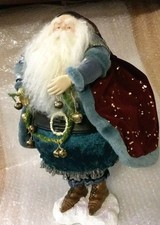 Vintage Self-Standing Roly Poly Jester Santa Claus w/ Hand-Painted Plastic Face 