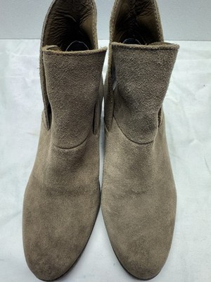 Me Too Women's Zale 14 Brown Suede Leather Ankle Boots Block Heel Pull On Size 5