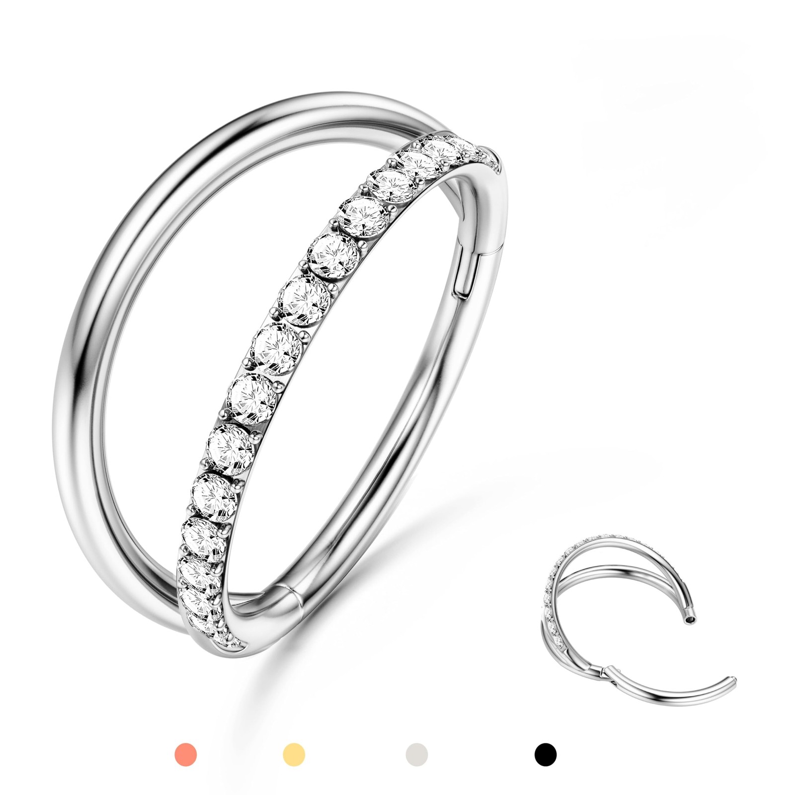 Double piercing nez anneaux style bohème chic en acier argenté pour l'été