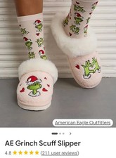 American Eagle GRINCH Fur Lined Slippers Women's Size 7