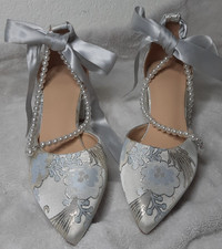 Elegant Satin Wedding Formal Wear Shoes Floral, Bow Knot, Pearl Beads 