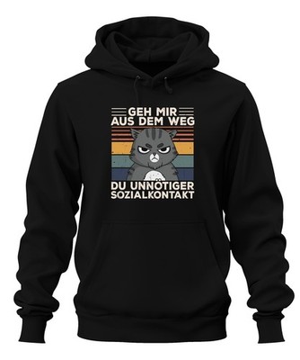 Get Out of My Way Social Contact Cat Print Introvert Unisex Hoodie Hooded