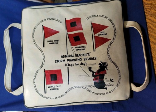 Vintage Admiral Blackies Boat Cushion Life Preserver Storm Signals 15” - Rare!