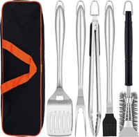Grillbesteck Set 6-Teilig Edelstahl Mit Tragetasche Grillwerkzeug BBQ ZubehöR