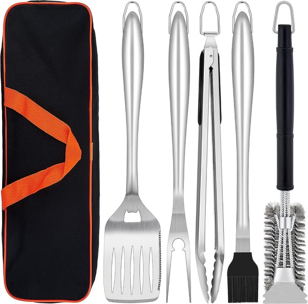 Grillbesteck Set 6-Teilig Edelstahl Mit Tragetasche Grillwerkzeug BBQ ZubehöR-image