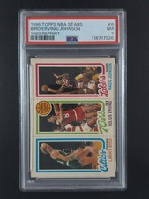 1996-97 Topps Stars BIRD/ERVING/JOHNSON Reprints Los Angeles Lakers #8 PSA 7