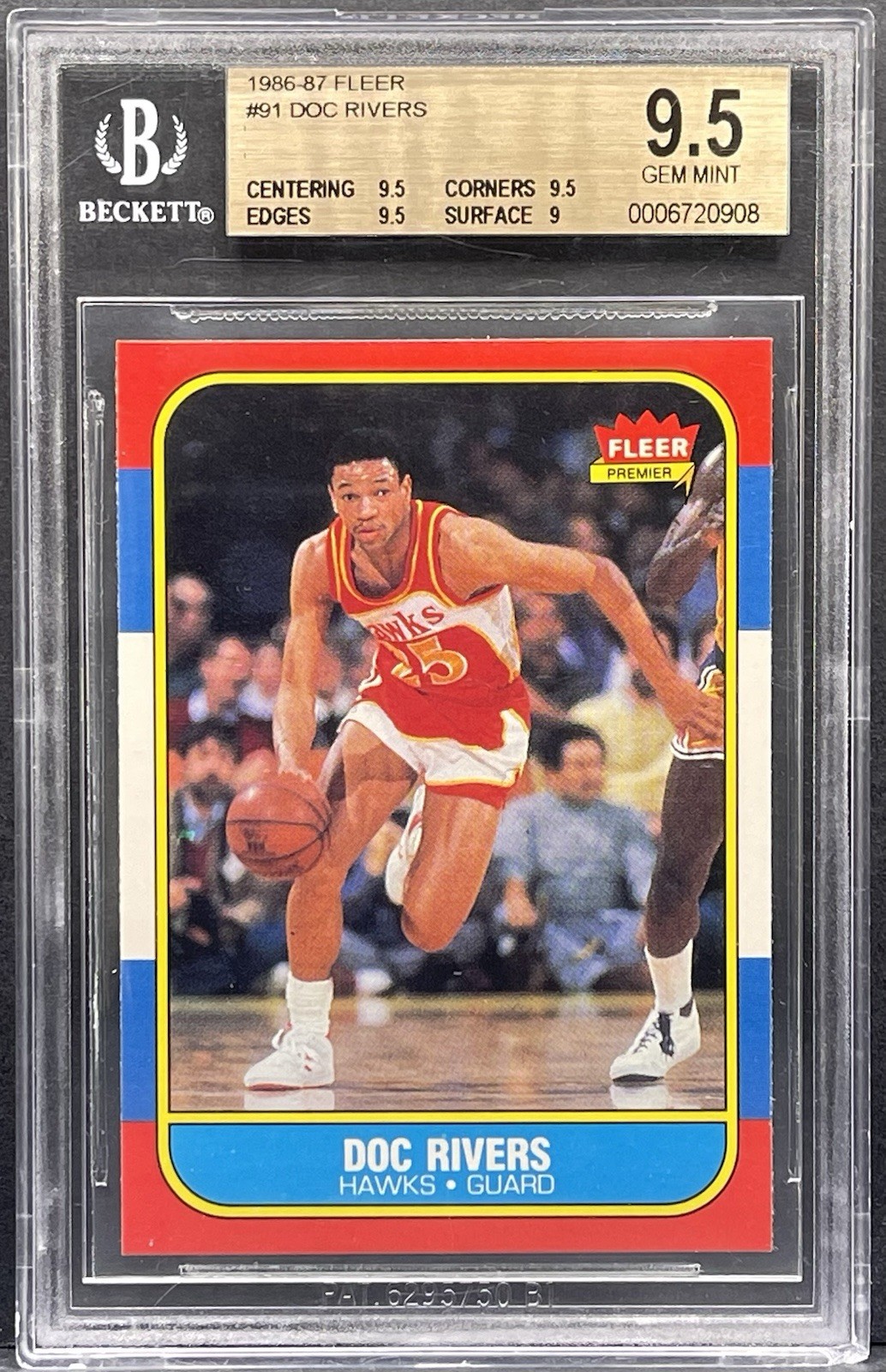 1986 Fleer Basketball #91 Doc Rivers RC Rookie BGS 9.5 Centered