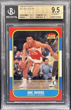 1986 Fleer Basketball #91 Doc Rivers RC Rookie BGS 9.5 Centered