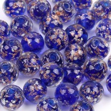 20 PCS Luminous Glass Beads 8mm Making Glow in The Dark Beads Gold Sand Round...