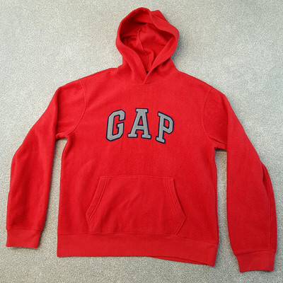 Gap Herren Hoodie Small Rot Fleece Sweatshirt Spellout Pullover Y2K Retro Sweater