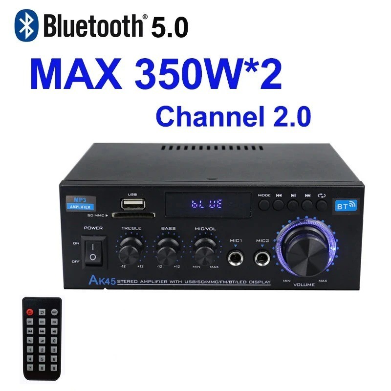 HiFi Bluetooth Audio Amplifier 2.0 Channel MP3 350W Stereo Home Car UK Stock
