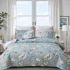Coastal Quilt Set King Size Ocean Themed Bedding Summer Beach Quilts Set Lightwe