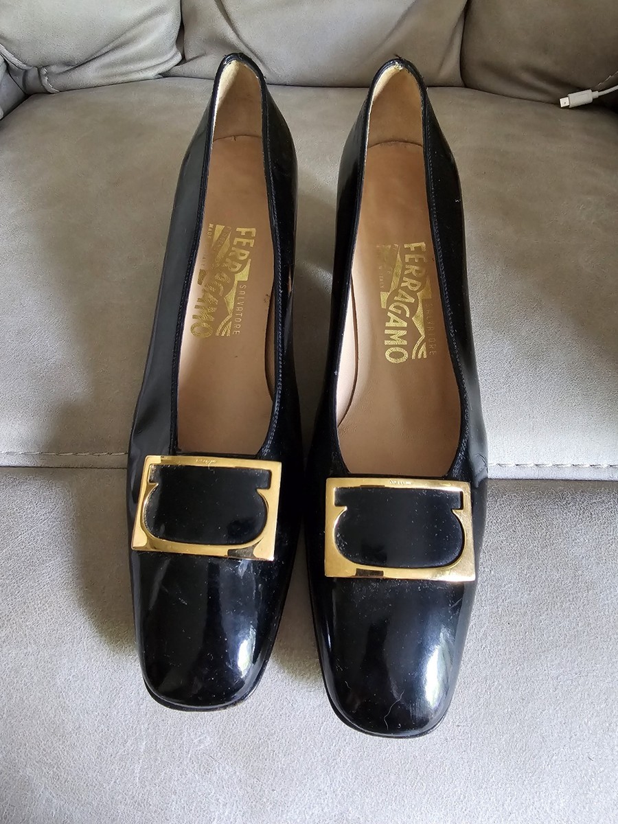 Salvatore Ferragamo Black Patent Leather Signature Buckle  display picture 2