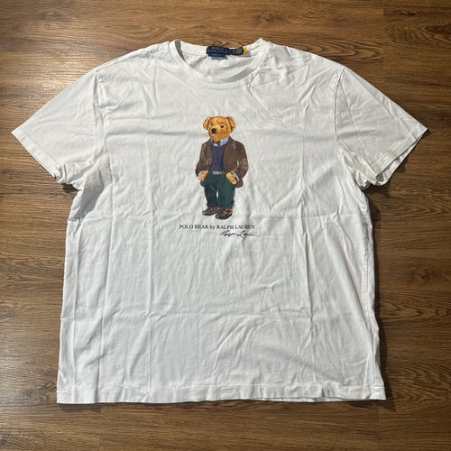 Herren Polo Ralph Lauren Classic Fit Kurzarm Weiß Bear Tee T-Shirt XL