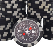 50 x Poker Chips 40mm Casino Style 100 Ultimate Poker Chip Set Black