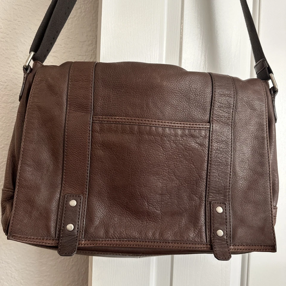 Fossil De Colección Cuero Maletín para Laptop Bolso Mensajero Marrón, Bolso Grande 16” x 12” Foto 2 de 4