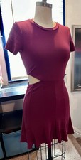 Women’s  Forever 21 Burgundy Fit And Flare Dress With Side Cut Outs Size M