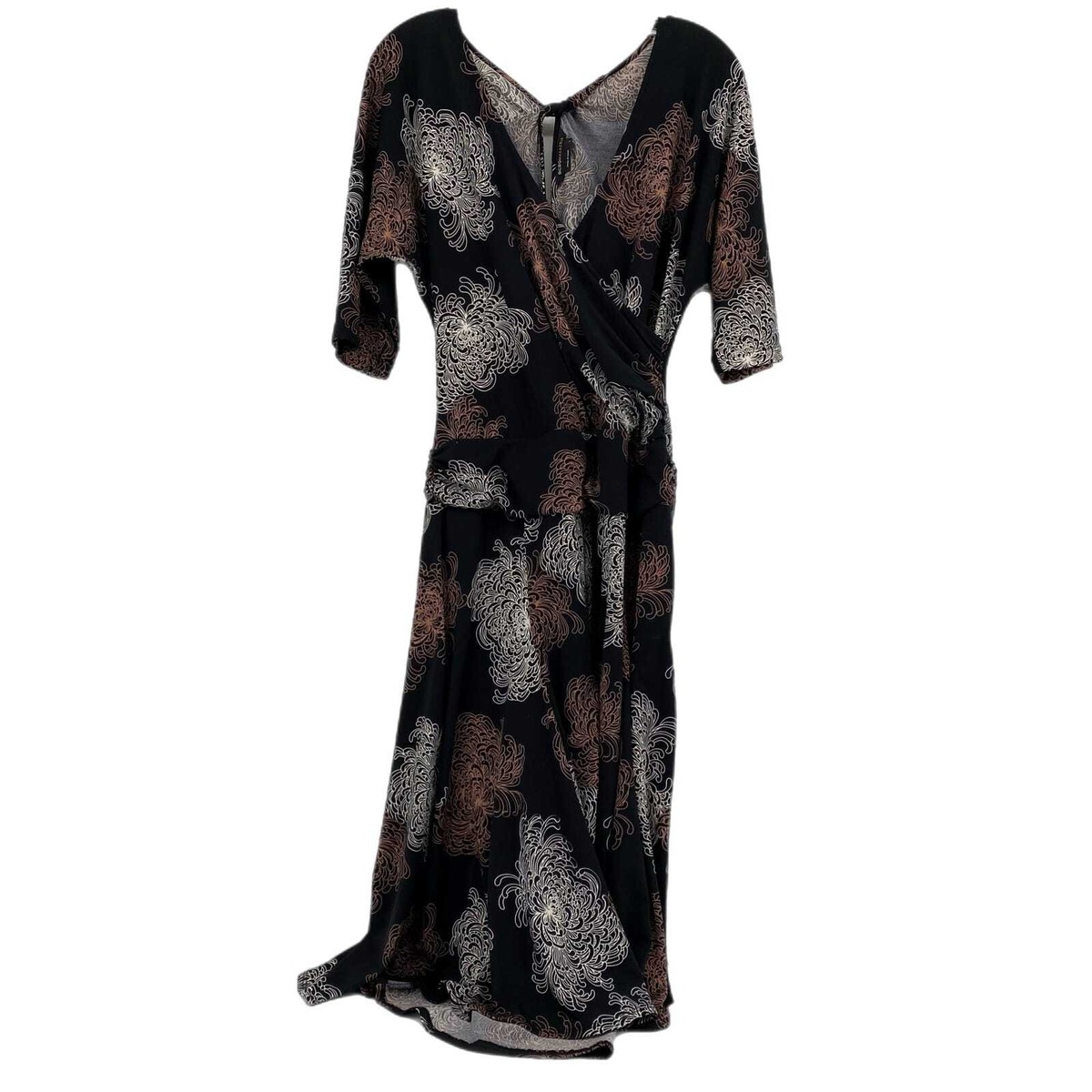 BCBGMaxAzria Black Floral Wrap Dress | V-Neck & Pullover Style