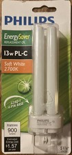 Philips 13-Watt PL-C 4-Pin Base Soft White CFL- G24Q-1 - 900 Lumens / 2700K