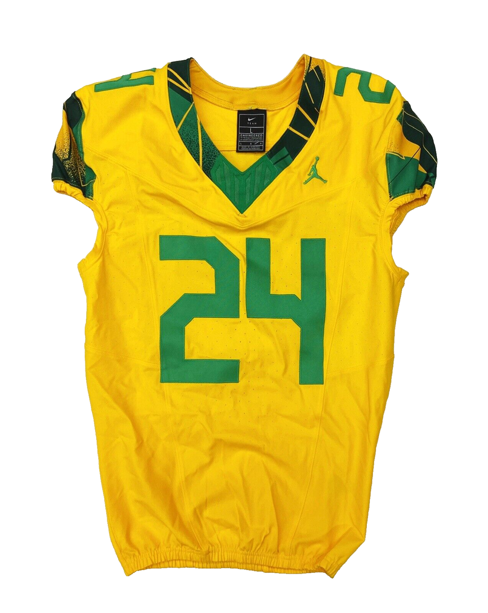 Jordan Oregon Ducks Football Team Game Jersey Men's L Yellow
