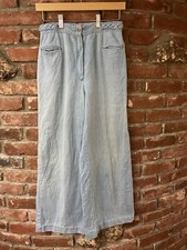 Vintage 70s 80s Wide Leg Trousers Pants 26 X 25.5 Light Blue Hippie Boho