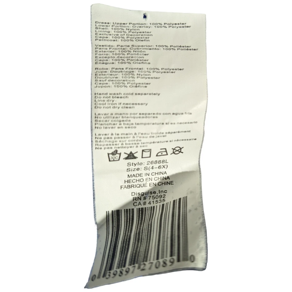 Подлинный Disney Белоснежный костюм детский размер маленький 4-6 x стиль 26888L - Изображение 4 из 4