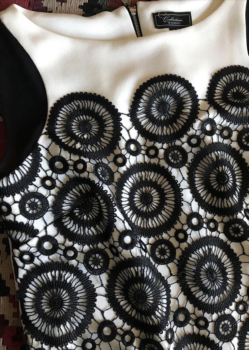 Dressbarn Collection womens black lace white dress size 8 | eBay
