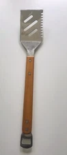 HD Design Outdoors Grilling Spatula Stainless Steel Bottle Opener Wooden Handle