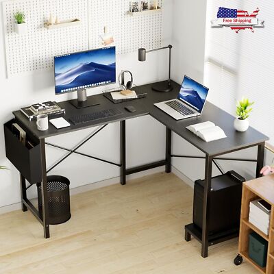 50'' L-Shaped Gaming Desk Reversible Corner Table W/ CPU Stand For Home Office
