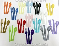48 Plastic Cutlery Forks, Knives, Spoons Party Tableware - U Pick Color