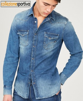 150767010355/_WY99 col.jeans denim CAMICIA GAS JEANS KANT IN JEANS ELASTICIZZATO