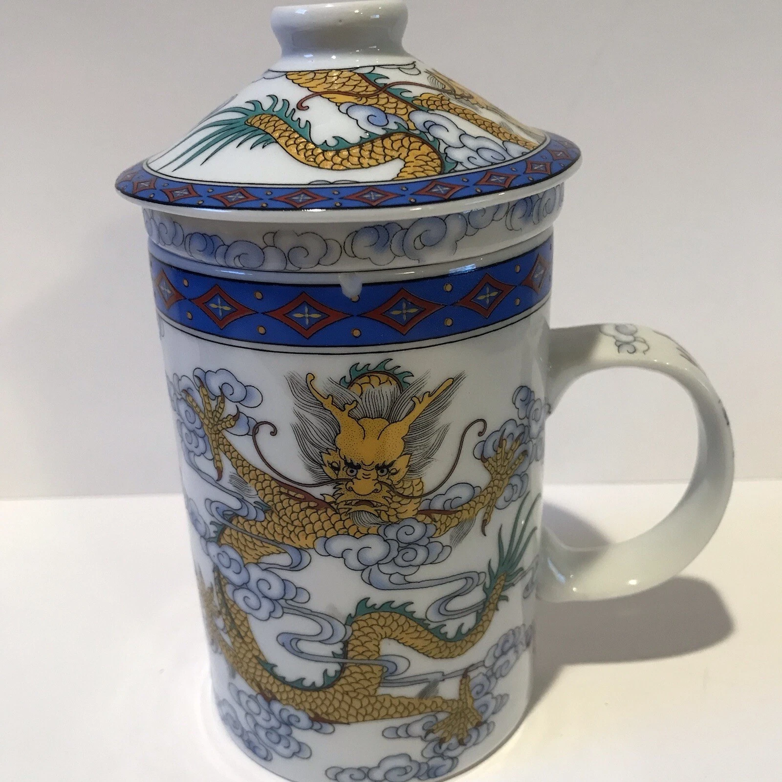 Porcelain Yellow Dragon Tea Infuser Porcelain Cup with Lid