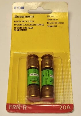 PACK OF 2 EATON BUSSMANN FRN R 20 TIME DELAY 20 AMP 250 VAC Fuse