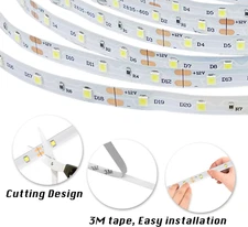 White LED Strip Light 50Ft (2x25ft) Dimmable Bright 12V Led Light Strip 6500K