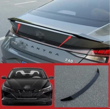 For Hyundai Elantra 2021-22 Rear Tail Trunk Spoiler Wing Flap Lip Gloss Black 1P