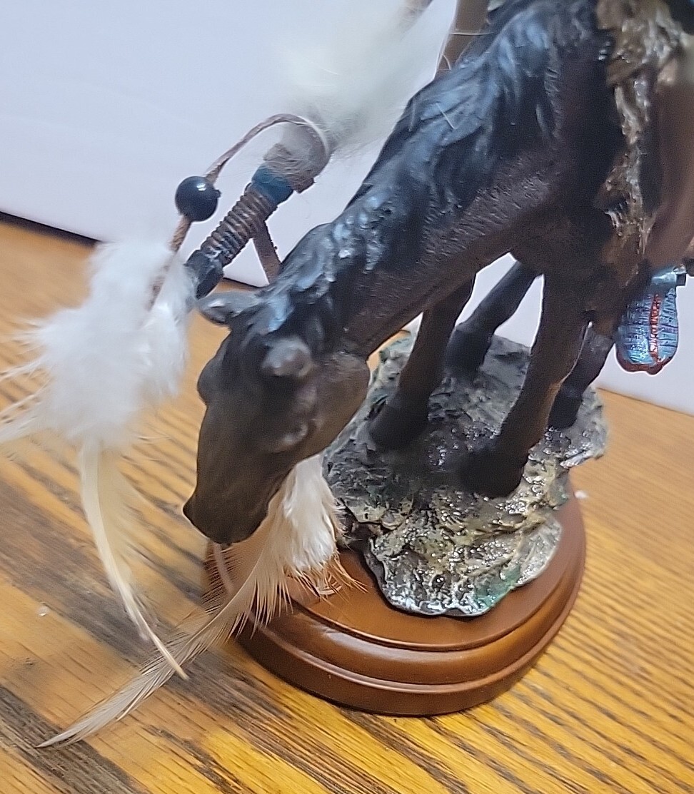 Native  American Riding Horse Spear with Feathers Warrior 10"