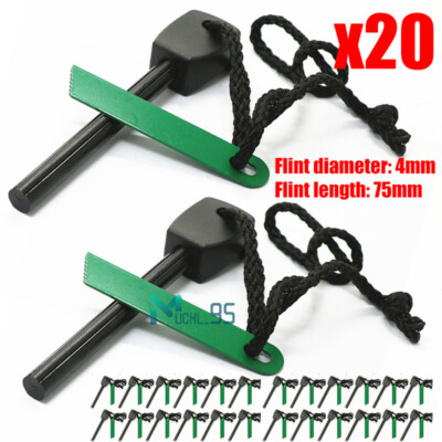 1/2/3~20Pcs Fire Starter Flint Steel Striker Survival Kit Ferro Rod Camping Tool