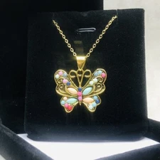 Colorful Butterfly Charm Necklace Jewelry (Colors May Vary)