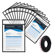 5 Pack 9x12 inch Dry Erase Pockets Black Shop Ticket Holder Set