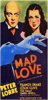 MAD LOVE Movie POSTER 27x40 C Peter Lorre Colin Clive Frances Drake Ted Healy