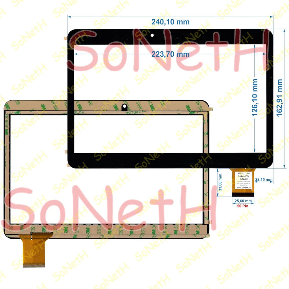 VETRO TOUCH SCREEN MASTER MID103S 3G NERO